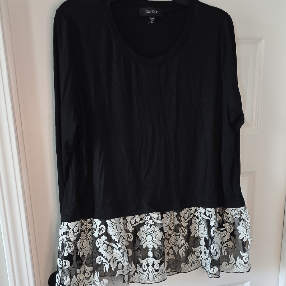 Black Embellished Long Sleeve Blouse
